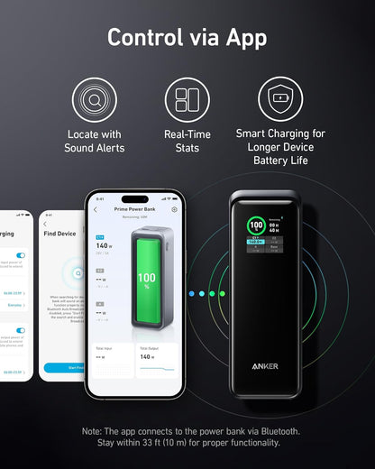Anker Prime External Battery, 27650mAh, 250W, QC + PD, 1 x USB-A - 2 x USB-C, Black A1340011 A1340011 