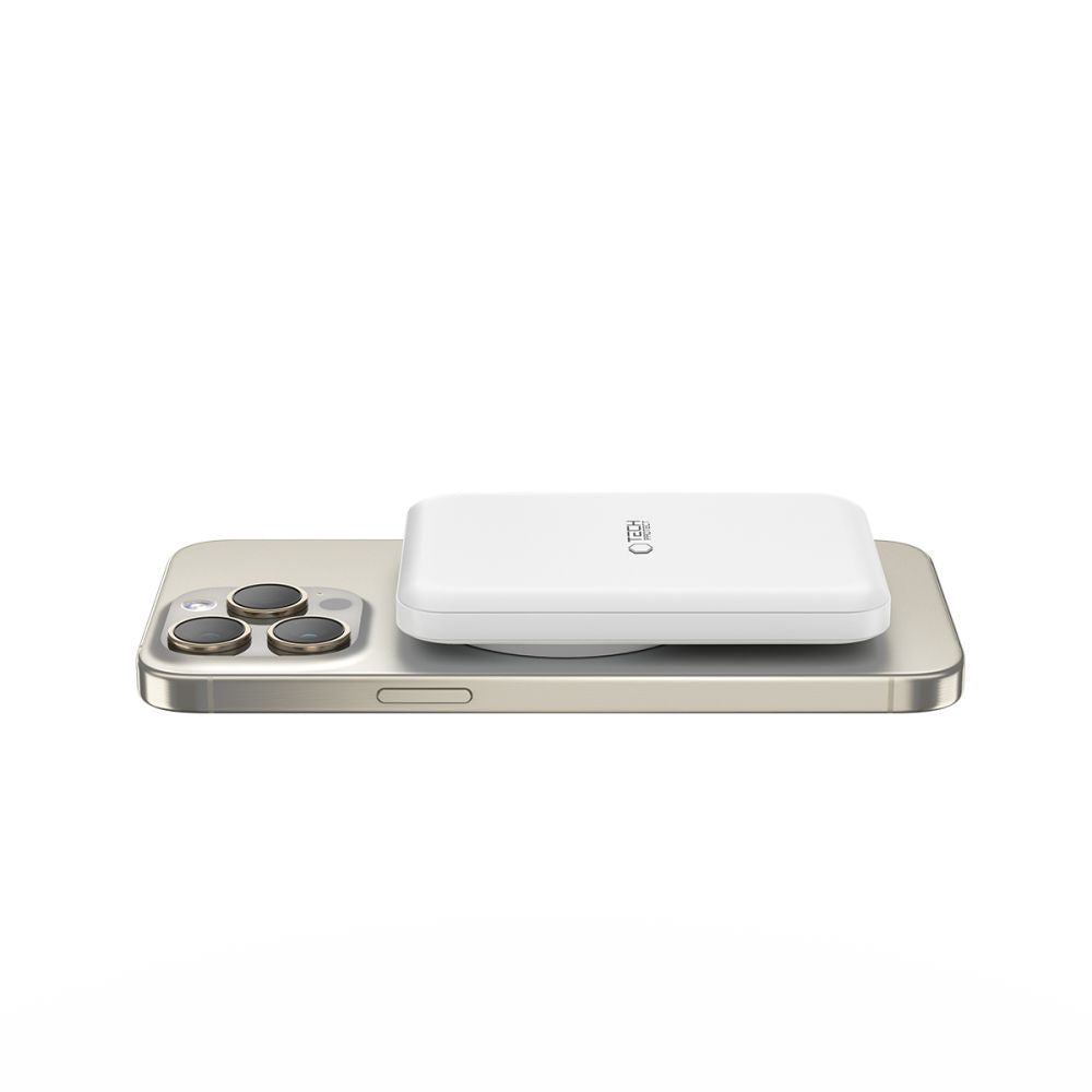 External Wireless Battery Tech-Protect PB10 LifeMag, 5000mAh, 15W, PD + FQI, 1 x QI - 1 x USB-C, White