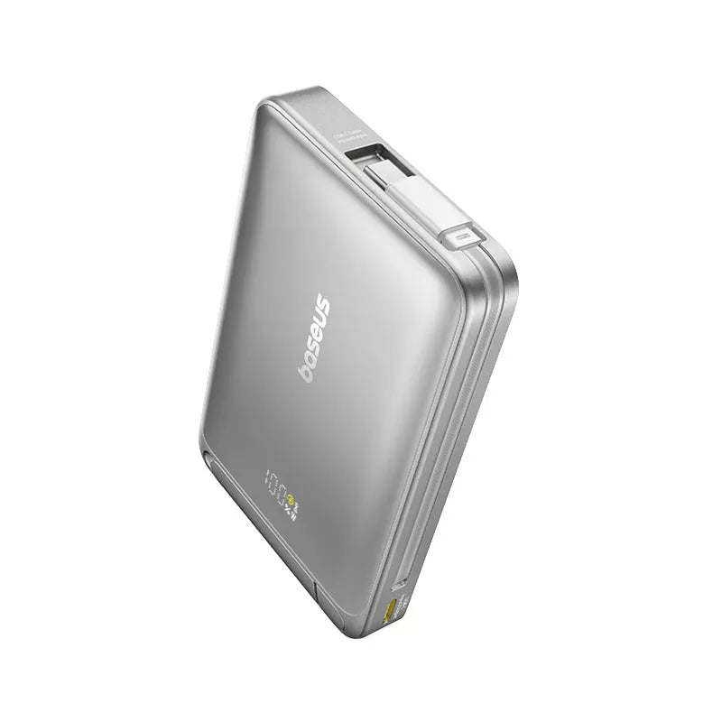 Baseus Nomos Kickstand External Wireless Battery, 10000mAh, 45W, PD + QI, 1 x QI - 1 x USB-C, Black P10078800843-00
