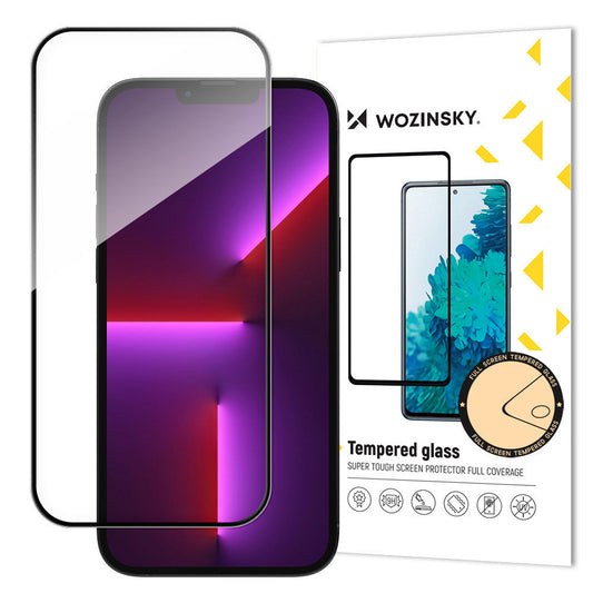 WZK Screen Protector for Apple iPhone 15 Pro Max, Glass Shielded, Full Glue, Case Friendly, Black