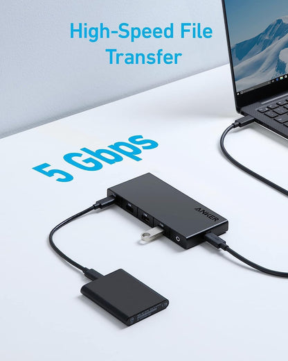 Anker USB-C Hub, 1 x USB-A 3.0 - 2 x USB-A - 3 x USB-C - 2 x HDMI - 1 x RJ45 - 1 x SD, Black A83A2G11