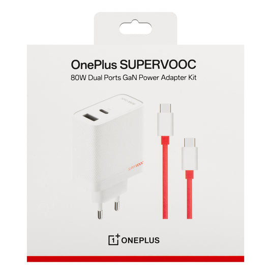 OnePlus Network Charger with USB-C Cable OnePlus, 80W, 7.3A, 1 x USB-A - 1 x USB-C, White 5461100597
